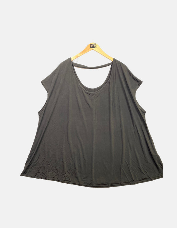 Casual Black Open-Back T-Shirt